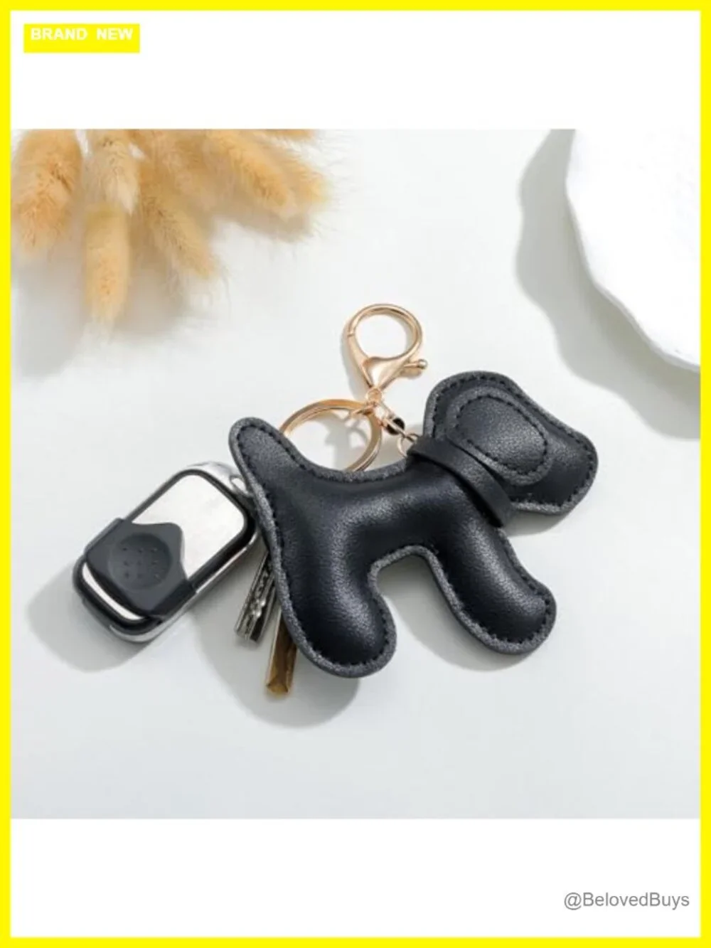 Faux Leather Dog Charm Keychain for Purse Handbags Bag Accessories